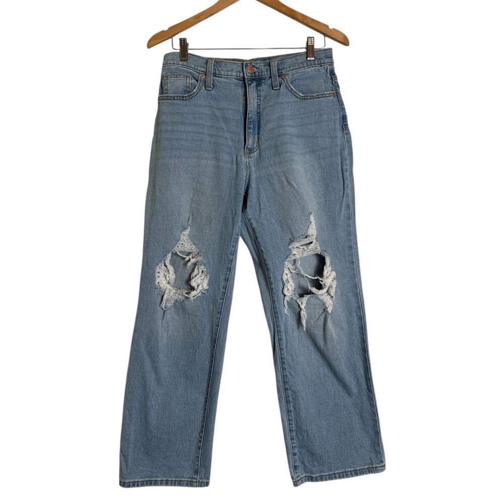 Universal Thread Women's High Waisted Distressed Ankle Denim Jeans Size 29 Blue